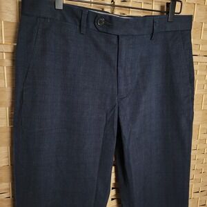 Lands' End Men's Blue Plaid Slim Fit Dress Pants Size 34 Business Casual Modern